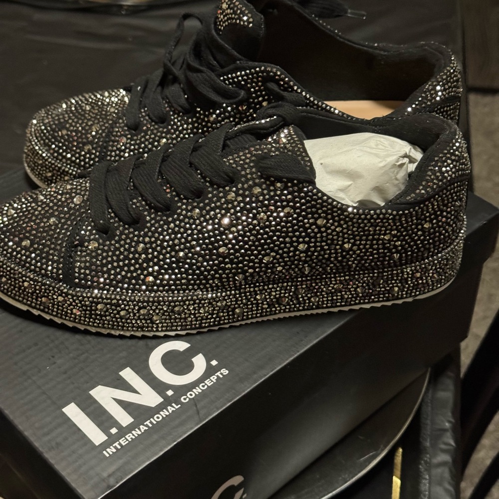 INC International Concepts Black Rhinestone Sneakers